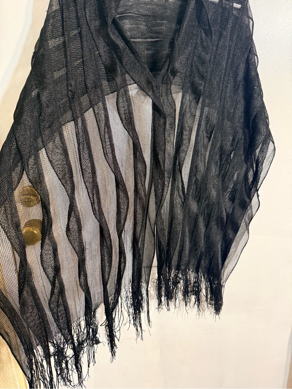 Sheer Black Fringe Wrap - Women Intimates & Sleepwear Black Lace Sheer Kimono Ca - Picture 3 of 8